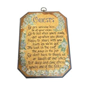 Vintage Guest Room Welcome Sign Cottage Core Wooden Wall Decor 9"x12" Country